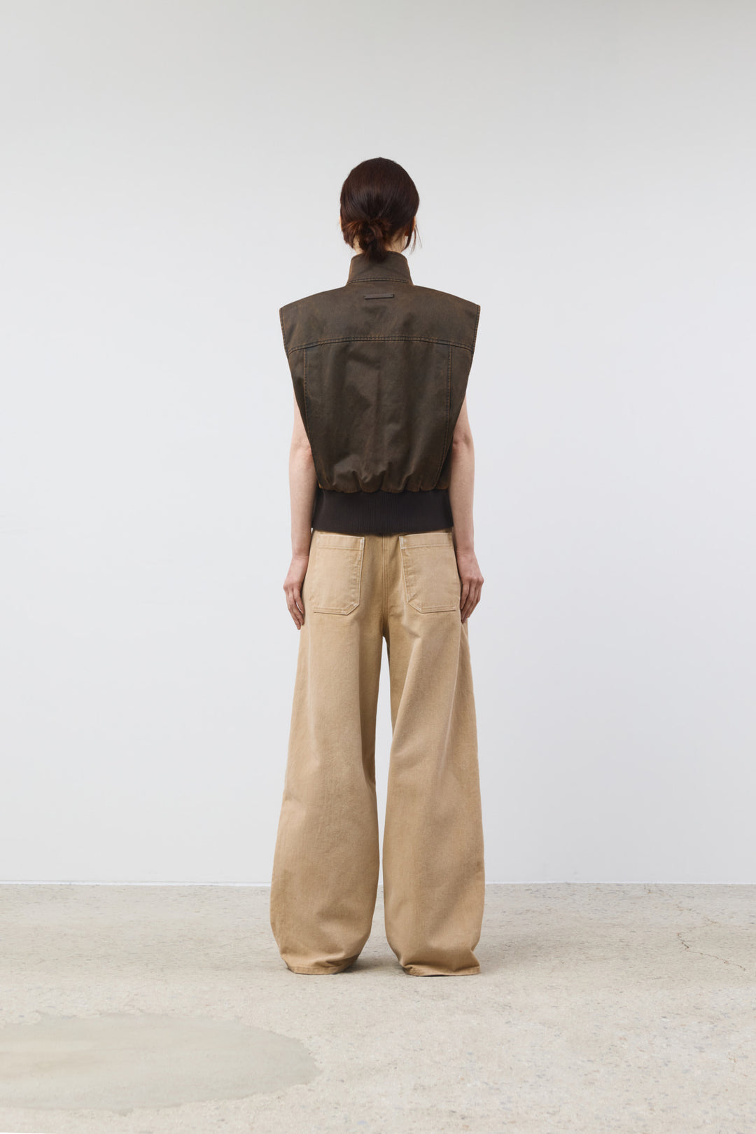 KIMMATIN Washed Blouson Vest — Brown
