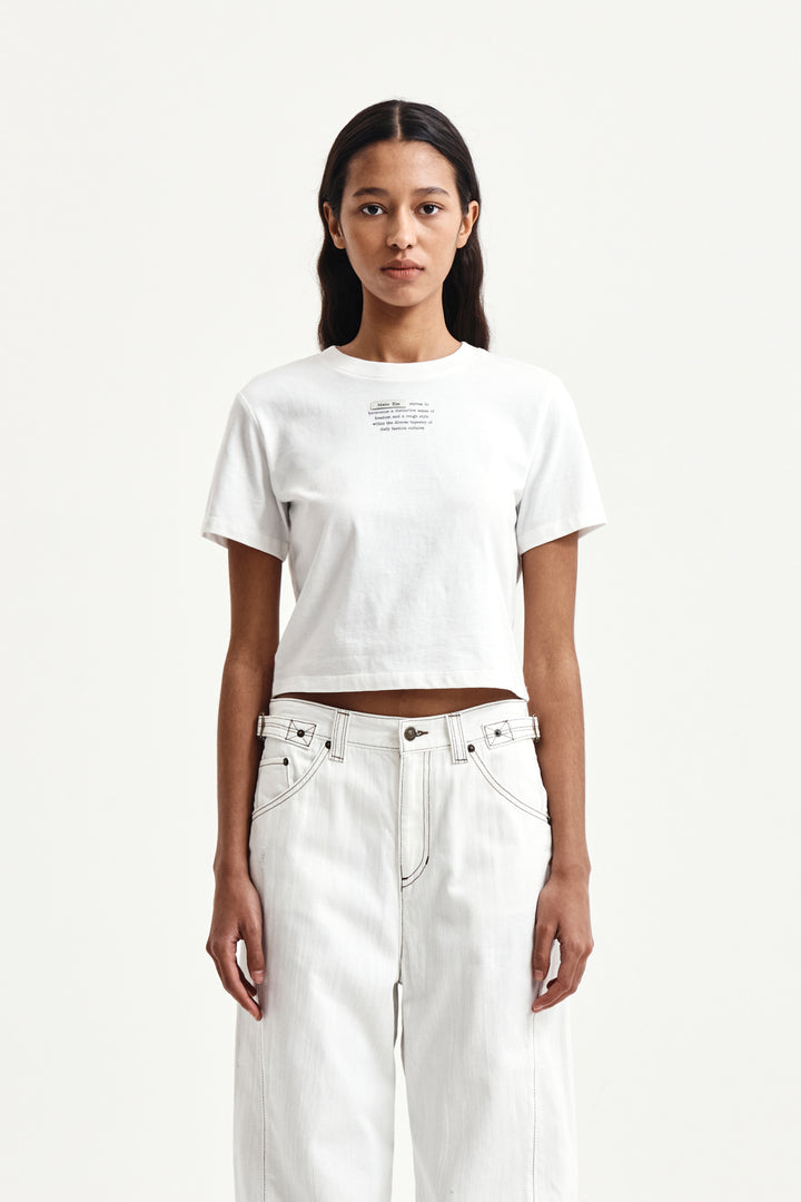 Matin Kim Label Point Lettering Crop Top — White