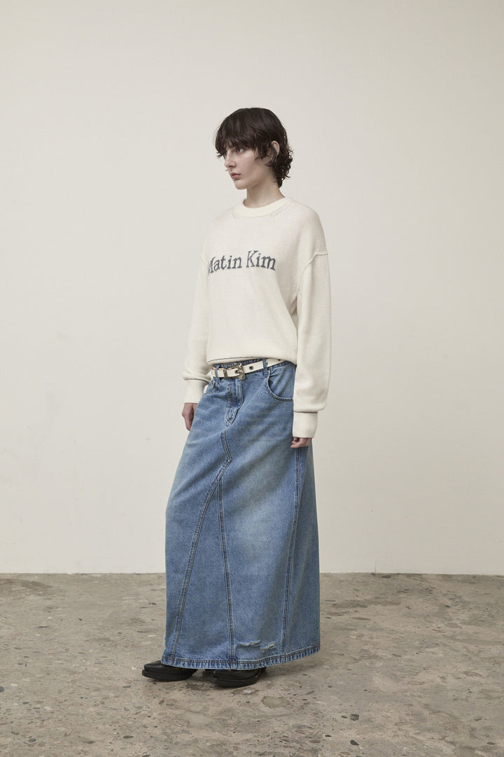 Matin Kim Color Trim Line Logo Pullover — Ivory