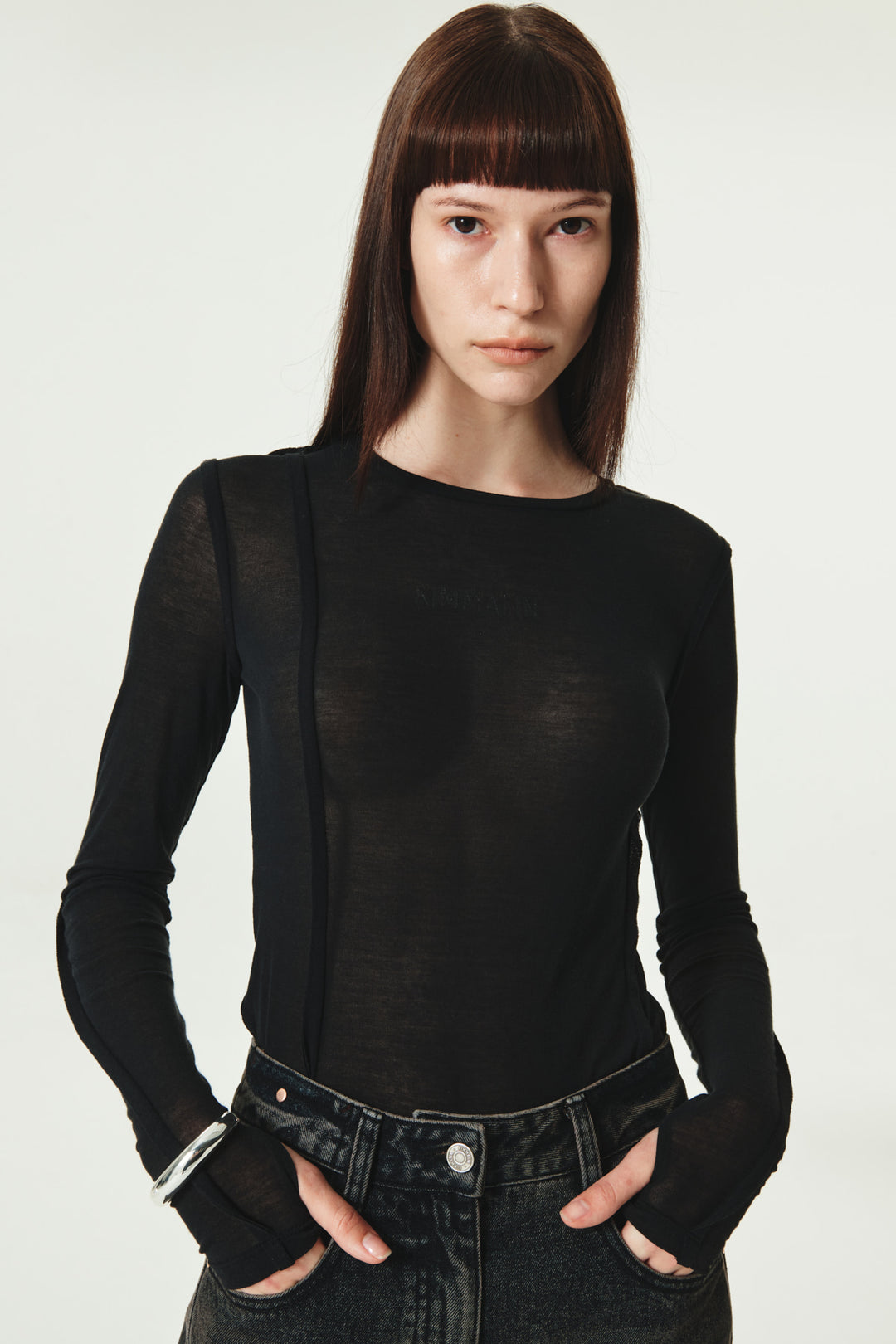 KIMMATIN Slit Point Flare Denim — Navy blue