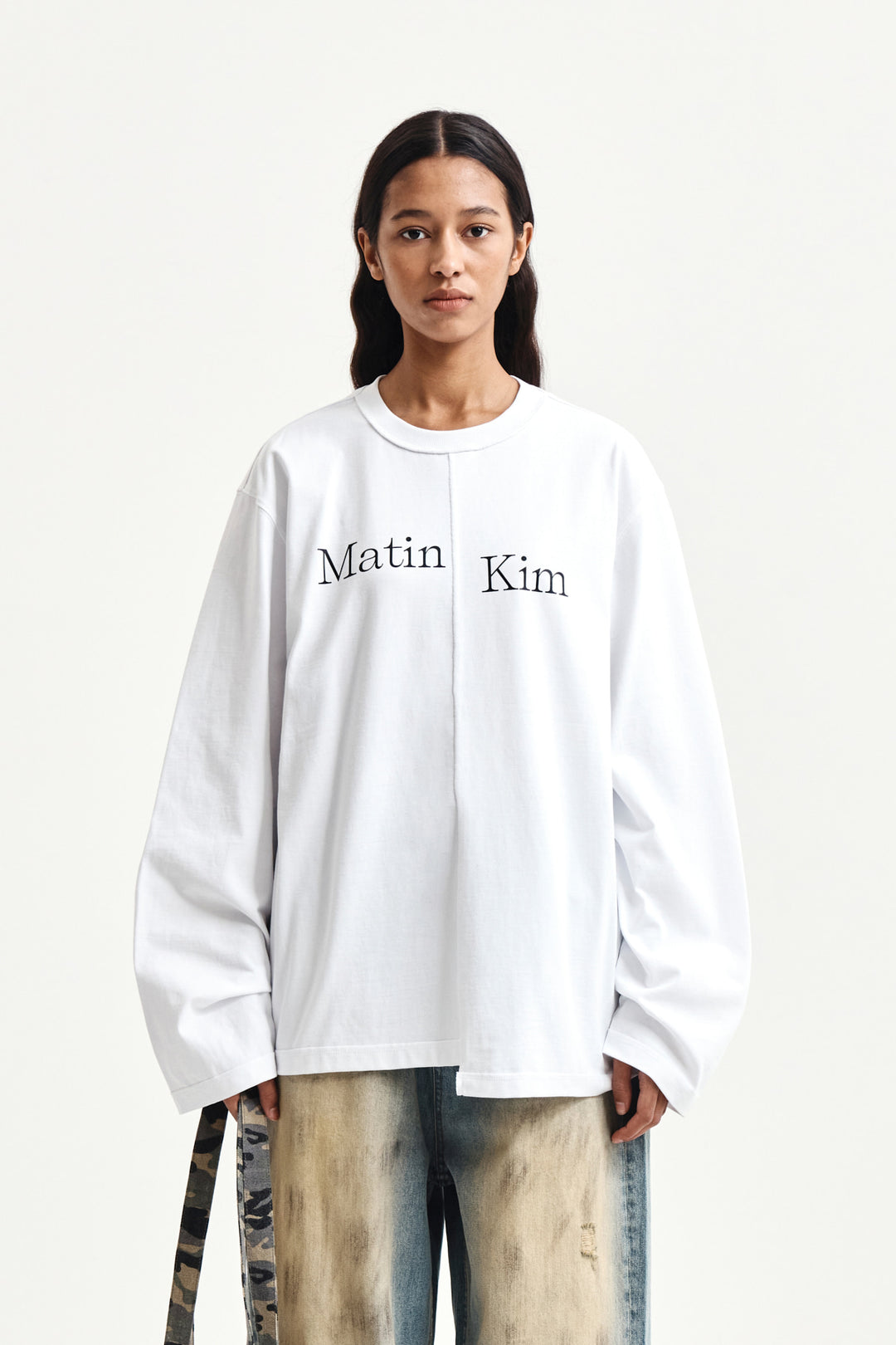 Matin Kim Asymmetric Logo Top — White
