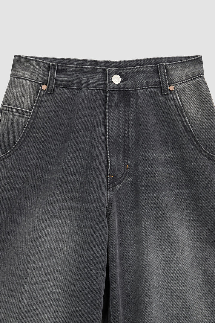 KIMMATIN Washed Wide Denim in Dark — Gray