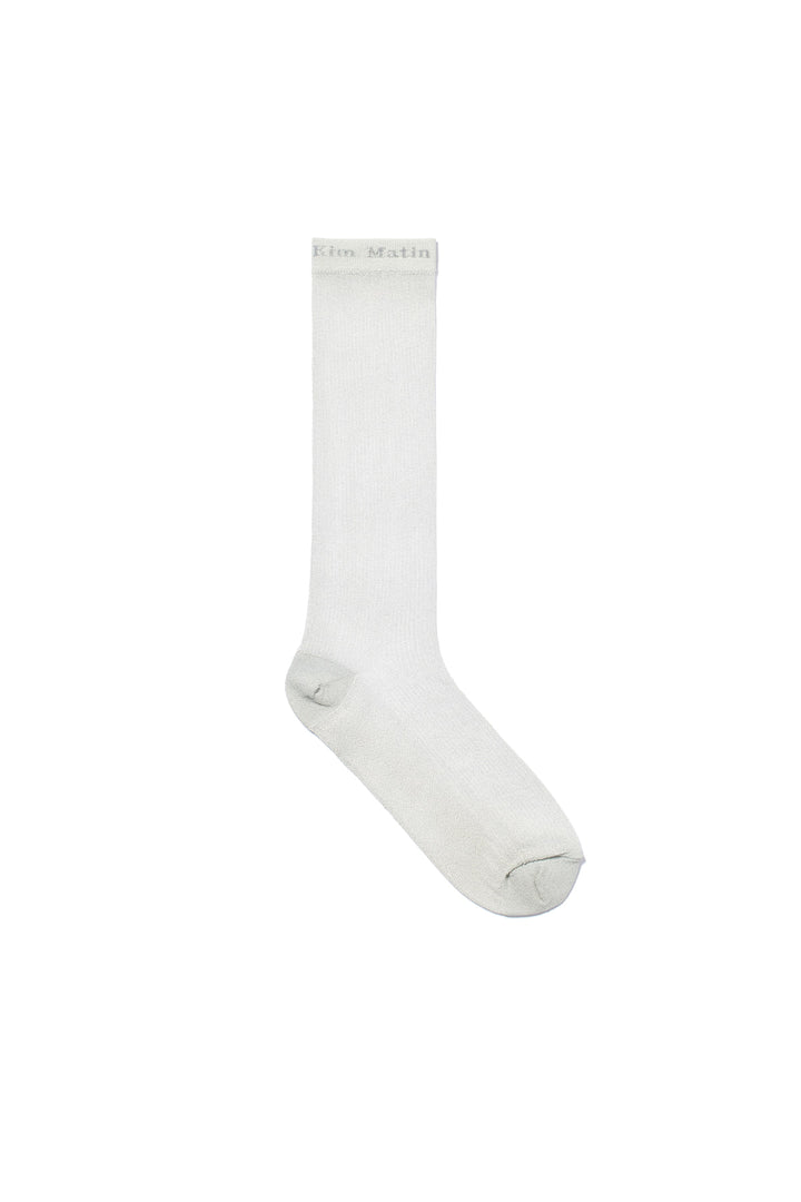 Matin Kim Sheer Glitter Crew Socks — Light Grey