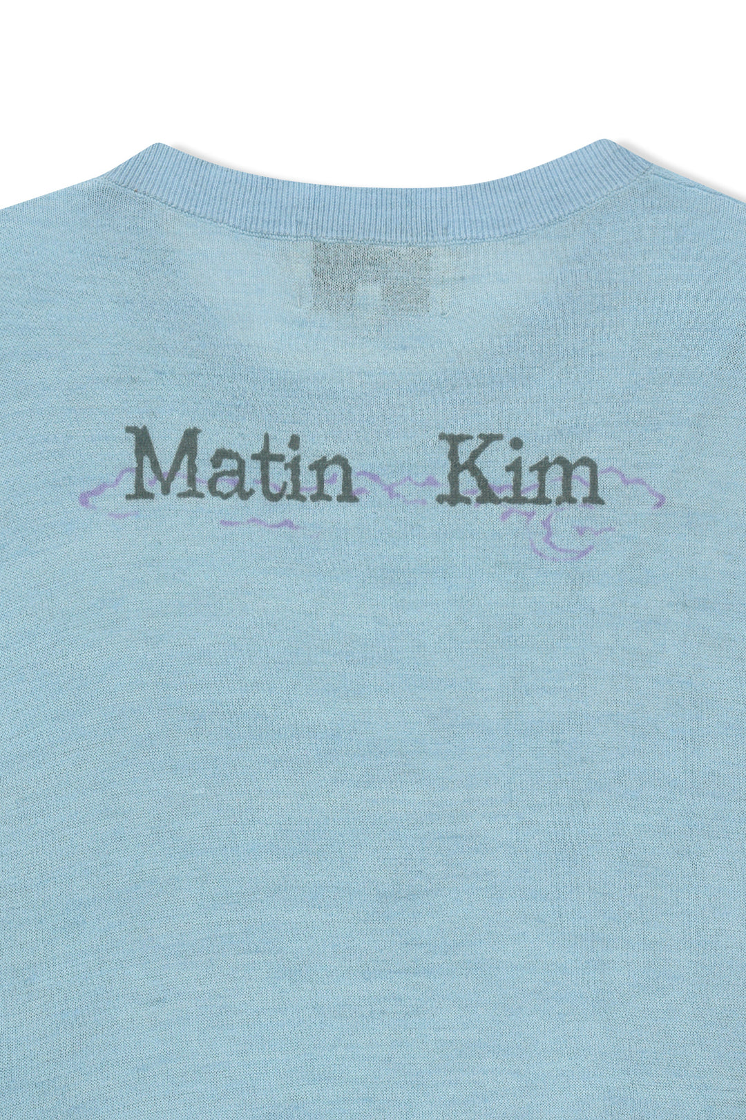 Matin Kim Sleeve Print Knit Pullover — Light Blue