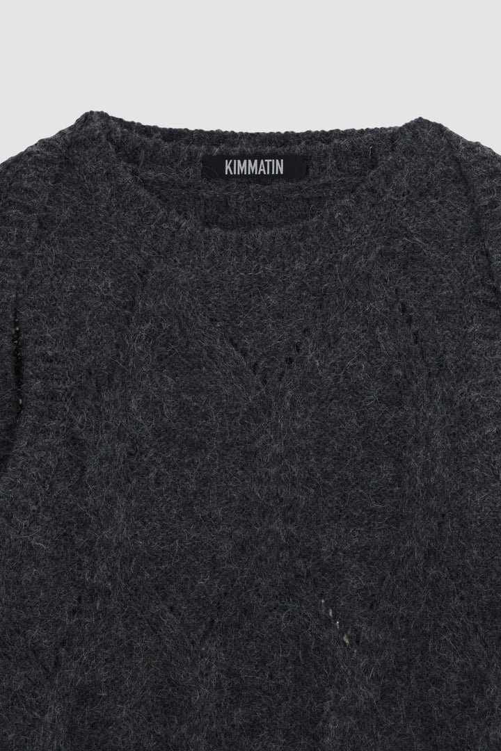 KIMMATIN Bolero Layered Cable Knit Pullover — Charcoal