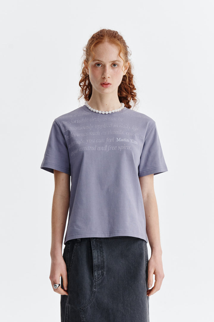Matin Kim Logo Point Lettering Graphic Top — Purple