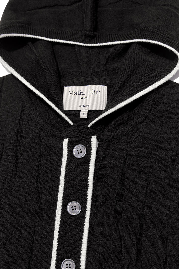 Matin Kim Wrinkle Hoody Button Knit Vest — Black