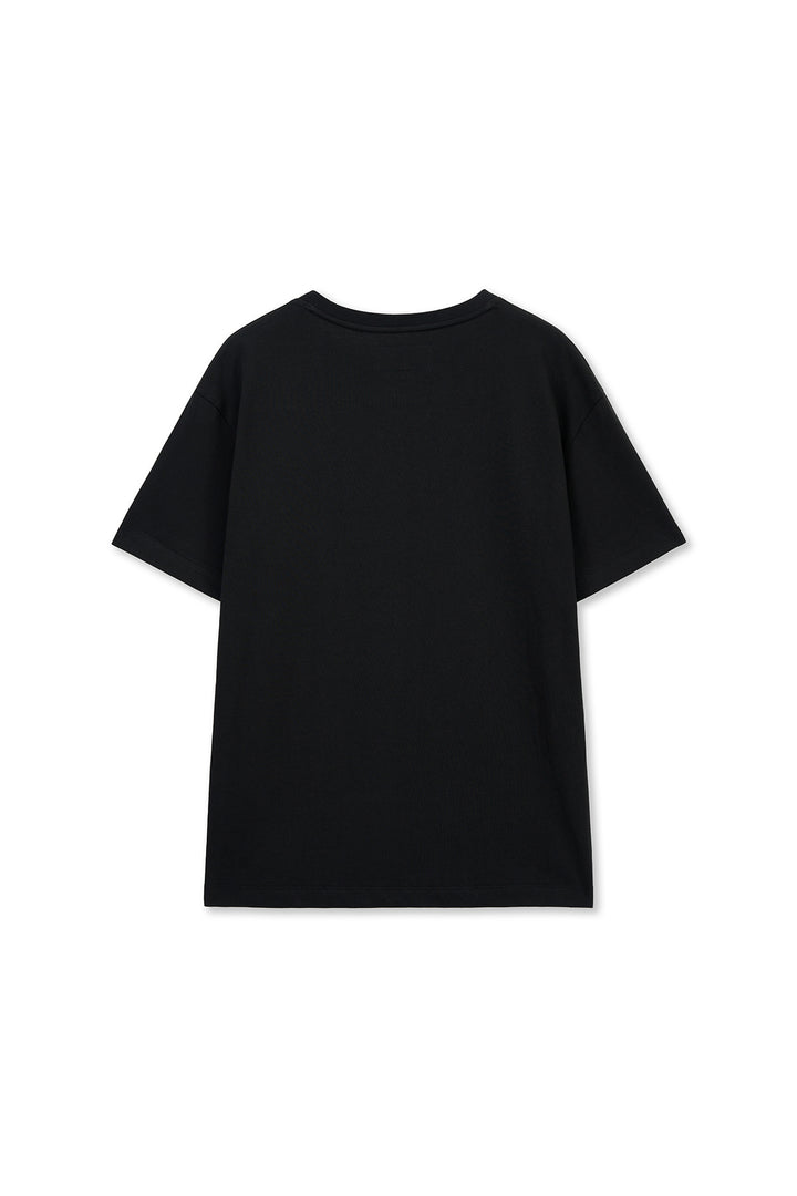 Matin Kim Label Point Lettering Top — Black