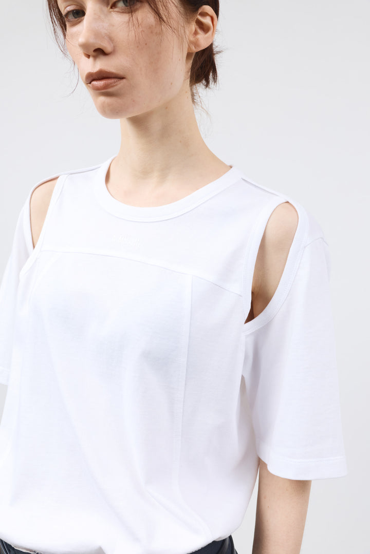 KIMMATIN Shoulder Hole Half Sleeve Top — White