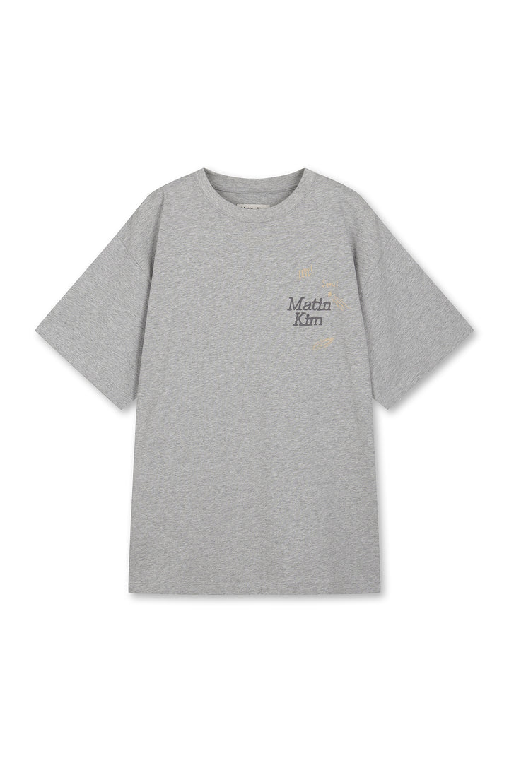 Matin Kim Animal Graffiti Graphic Oversize Top — Gray