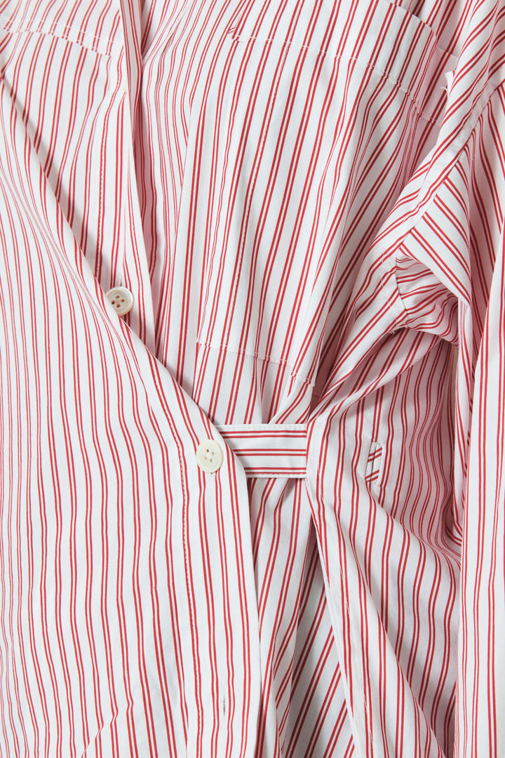 KIMMATIN Two Way Stripe Shirt — Red