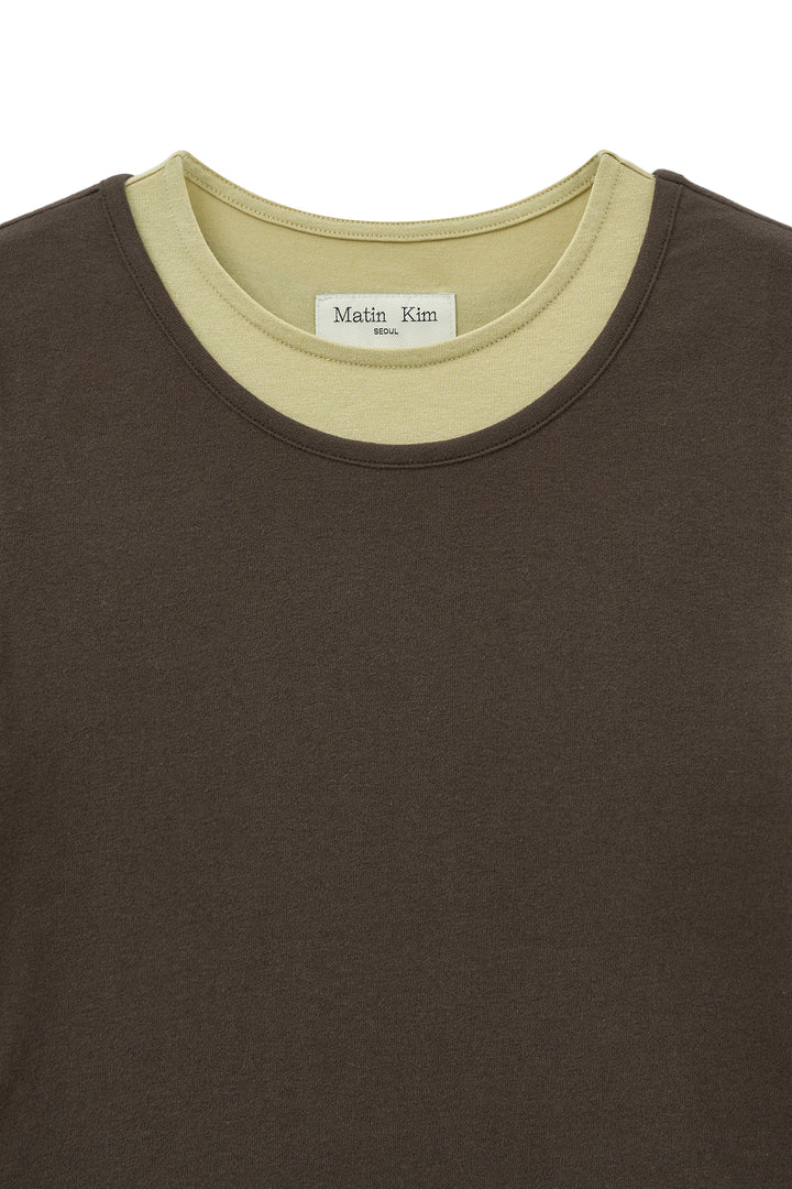 Matin Kim Layered Point Slim Top — Brown