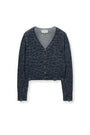 Matin Kim All Over Logo Crop Cardigan — Navy blue