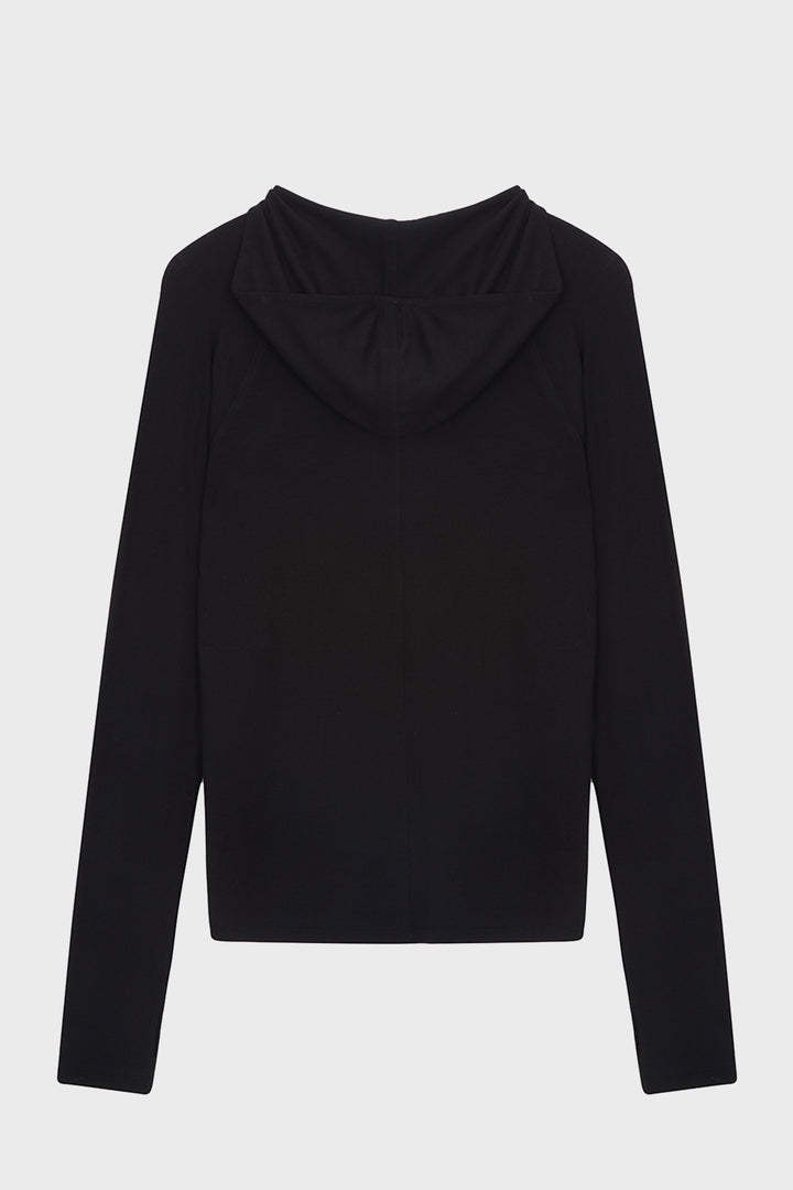 KIMMATIN Slim Hoody Jersey Top — Black