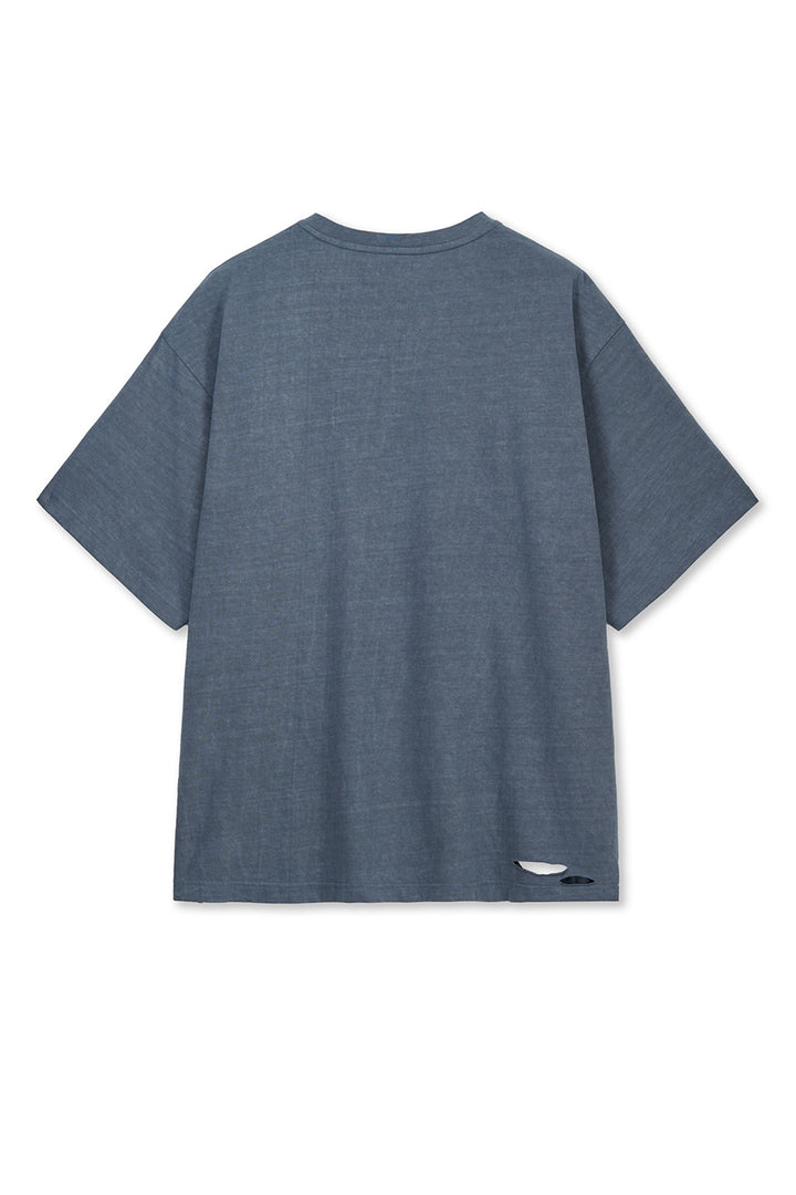 Matin Kim Distressed Logo Top Smoke — Blue