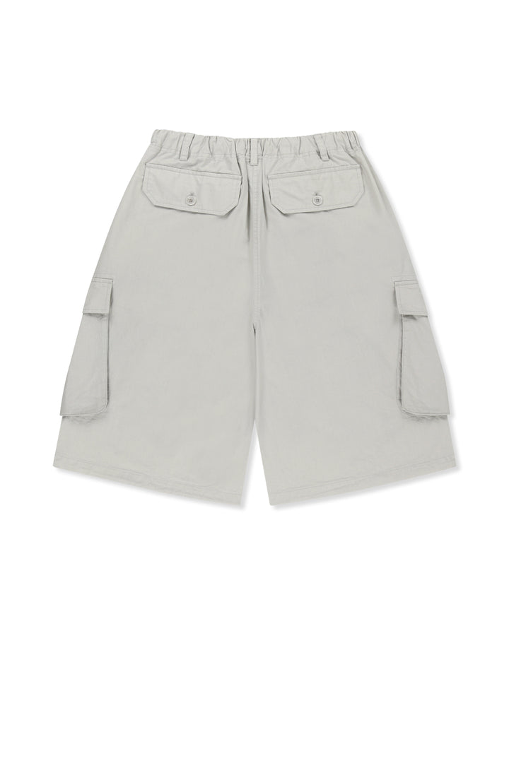 Matin Kim Washed Cotton Patch Pocket Bermudas — Light Grey