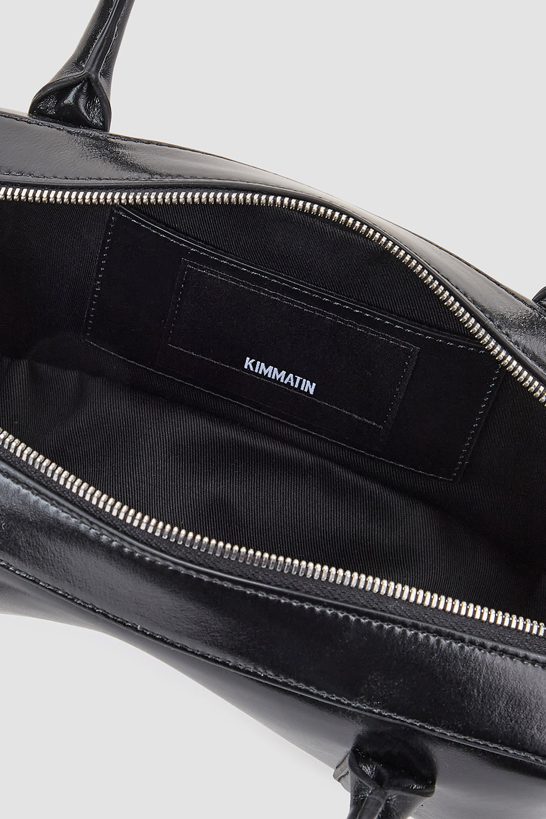 KIMMATIN Arch Shape Leather Bowling Bag — Black
