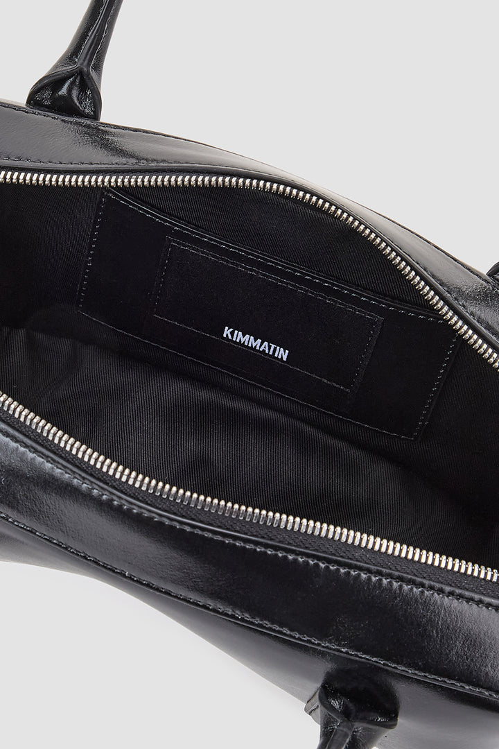 KIMMATIN Arch Shape Leather Bowling Bag — Black