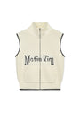 Matin Kim Spell Point Knit Zip Up Vest — Ivory