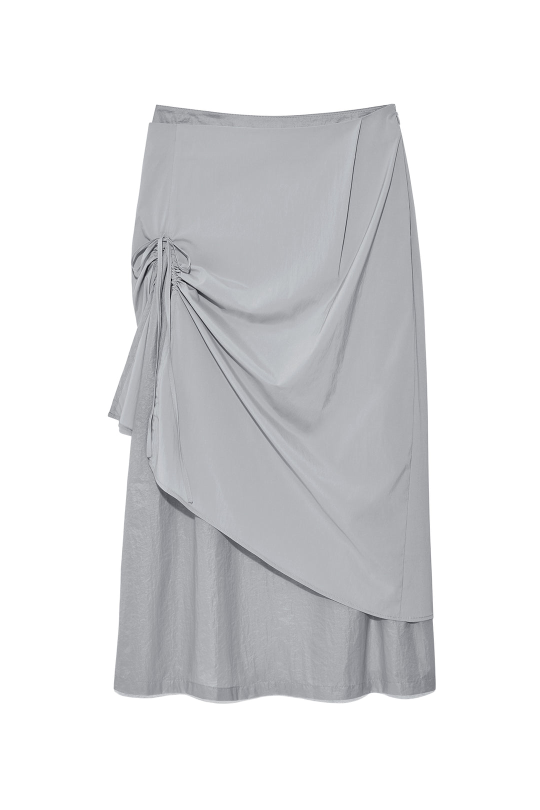 Matin Kim Shirring Layered Maxi Skirt — Light Grey