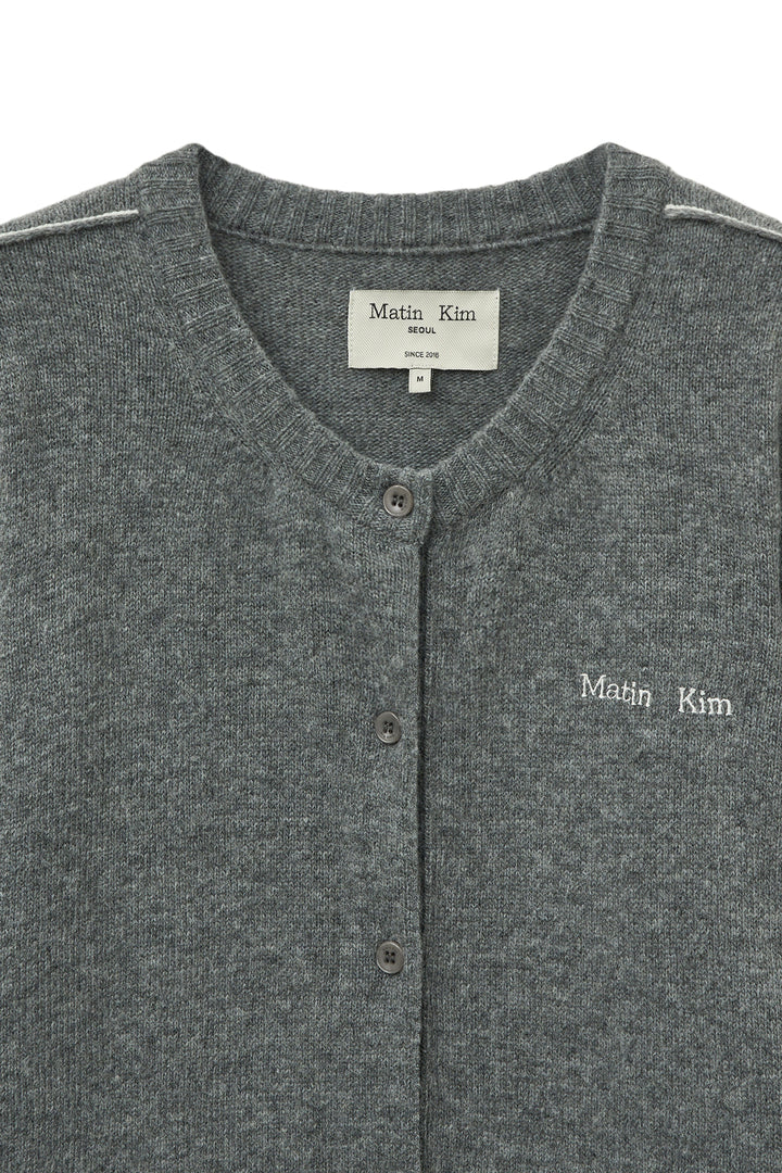 Matin Kim Cashmere Blended Round Knit Cardigan — Gray