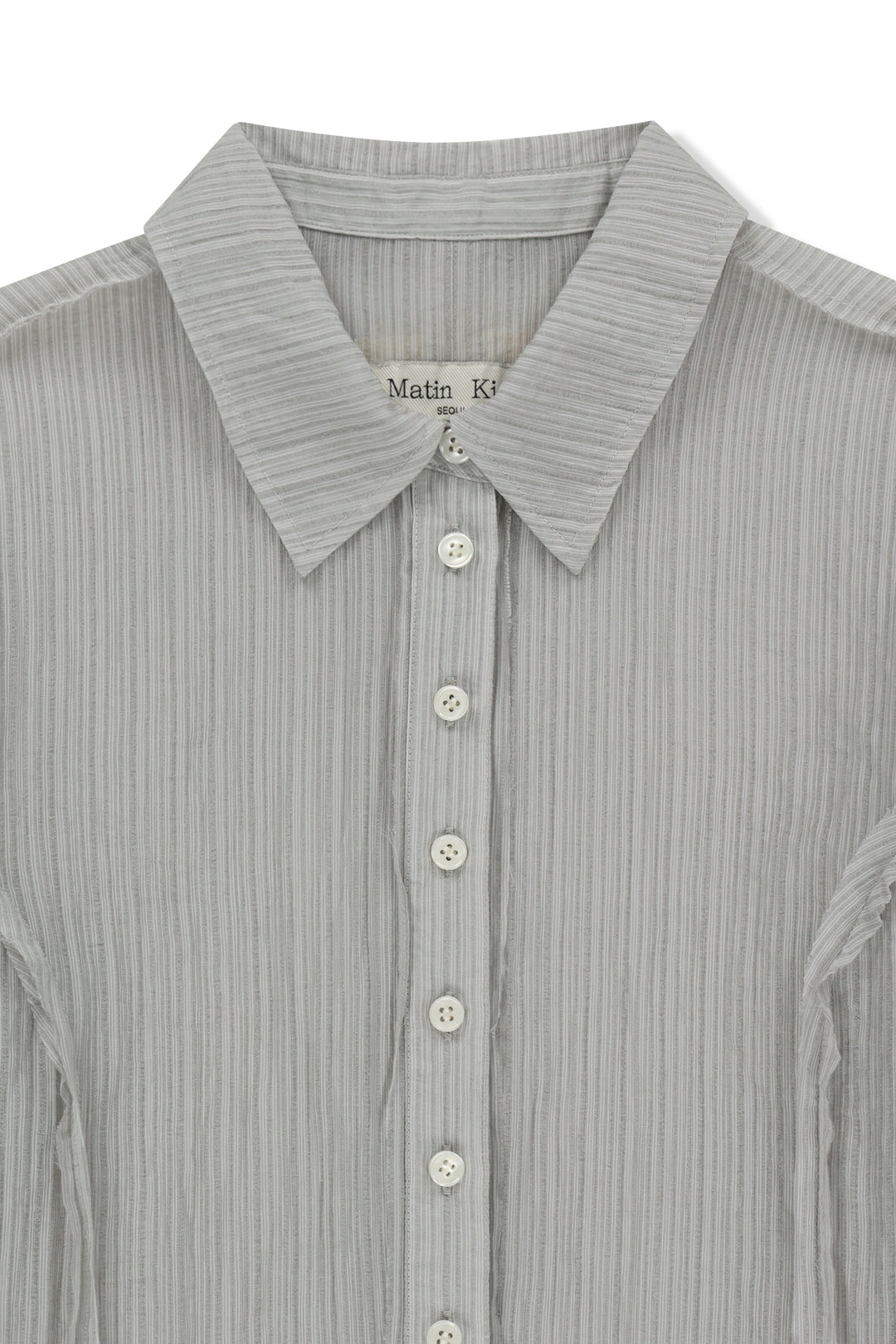 Matin Kim Raw Edge Crinkle Blouse — Light Grey