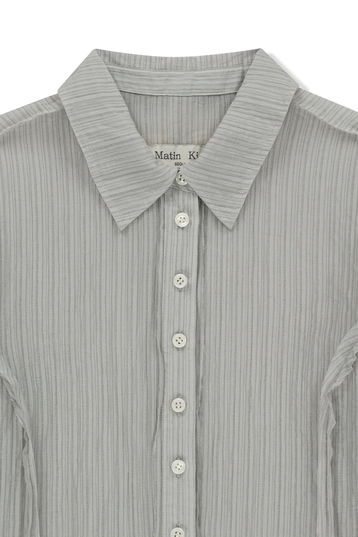 Matin Kim Raw Edge Crinkle Blouse — Light Grey