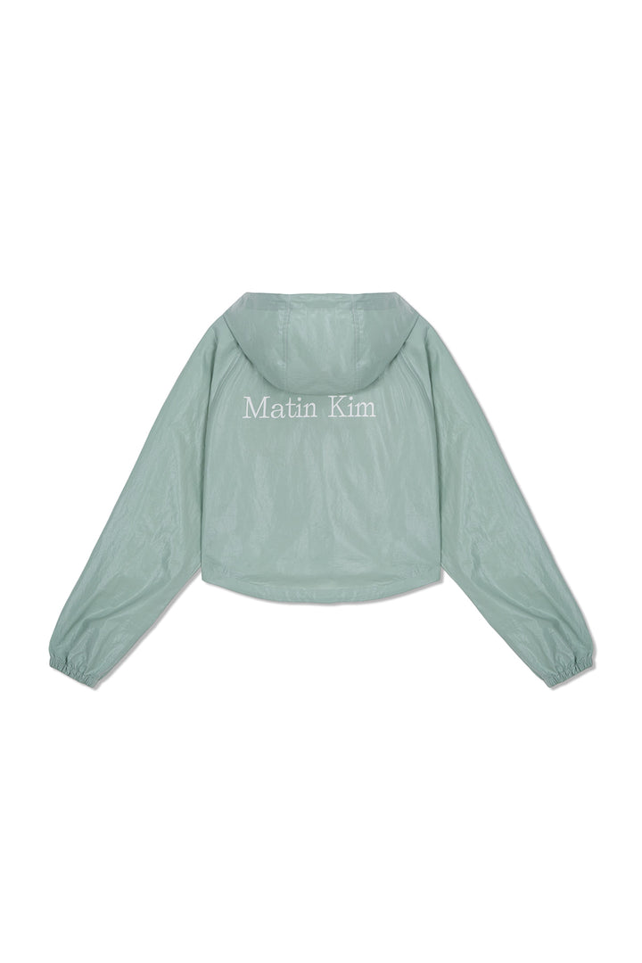 Matin Kim Crop Hoody Coating Jumper — Mint
