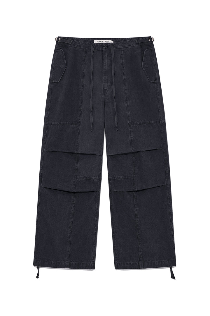 Matin Kim Patch Point Washed Cotton Pants — Charcoal