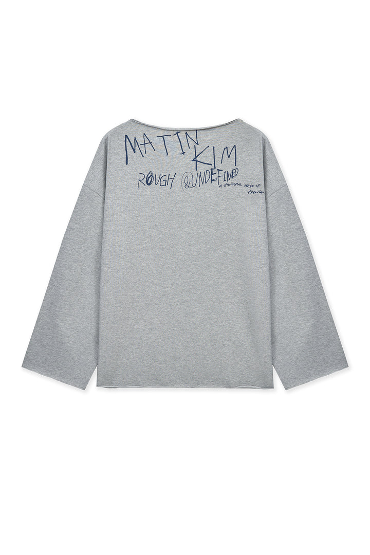 Matin Kim Raw Hem Boat Neck Top — Gray