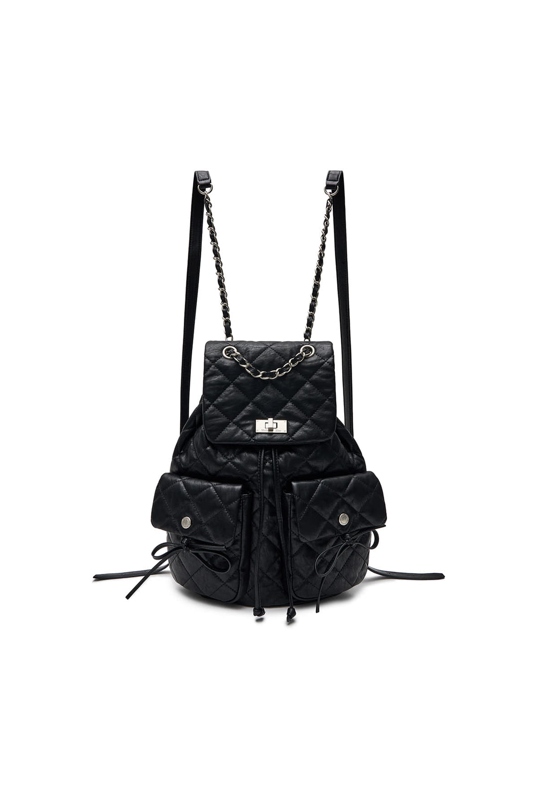 Matin Kim Double Pocket Quilting Backpack — Black