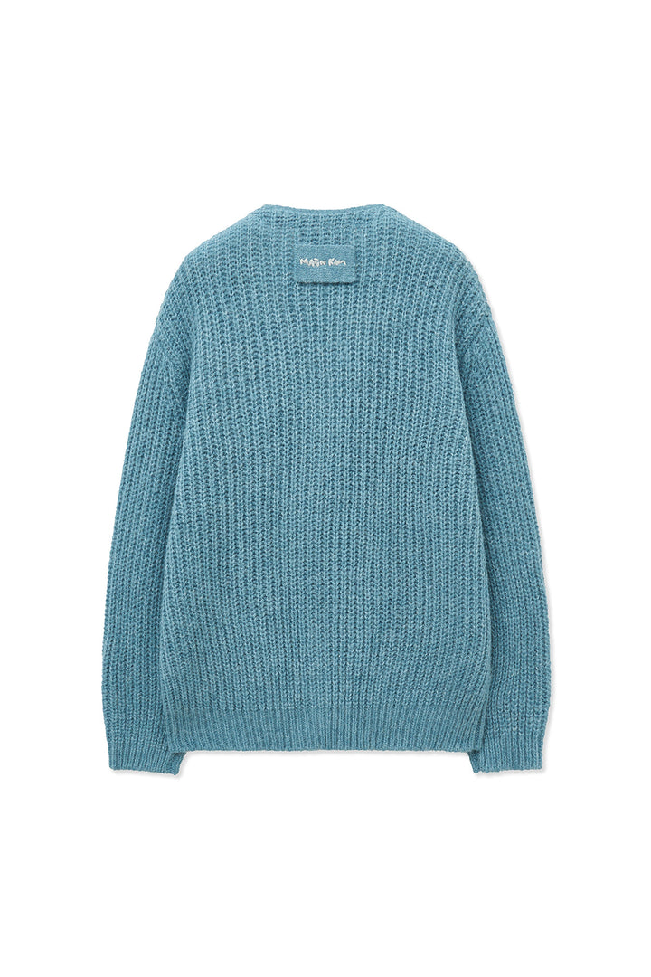 Matin Kim Side Button Point Overfit Cardigan — Light Blue