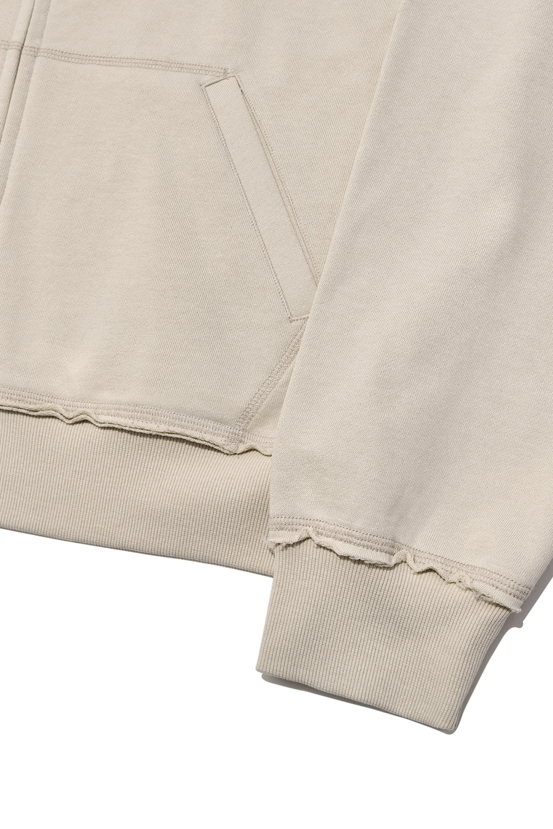 Matin Kim Appliqué Cutout Logo Zip Hoodie — Beige
