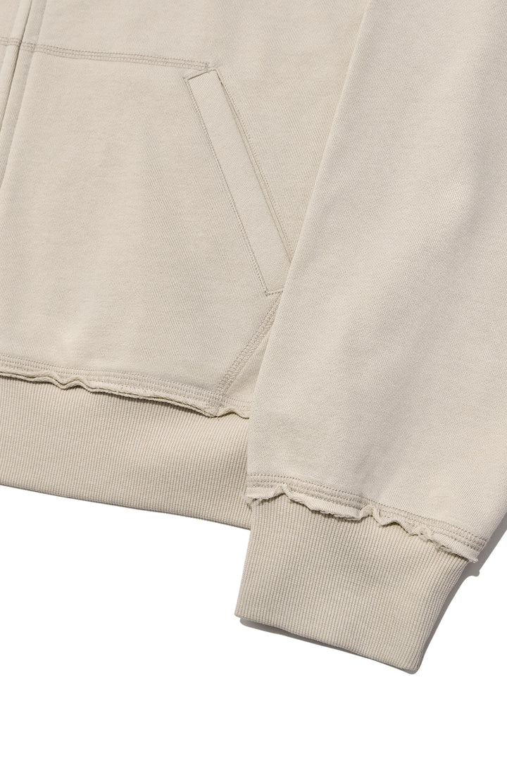 Matin Kim Appliqué Cutout Logo Zip Hoodie — Beige