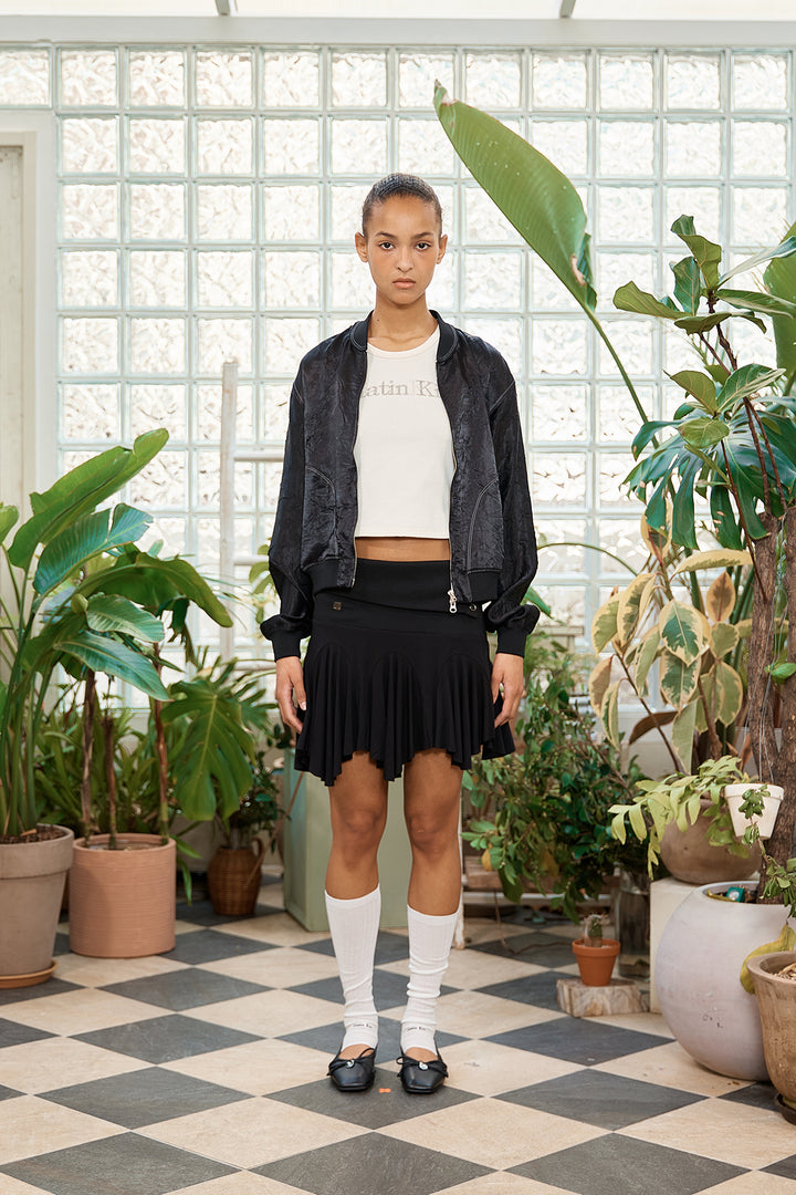 Matin Kim Back Logo Crinkle Blouson — Black