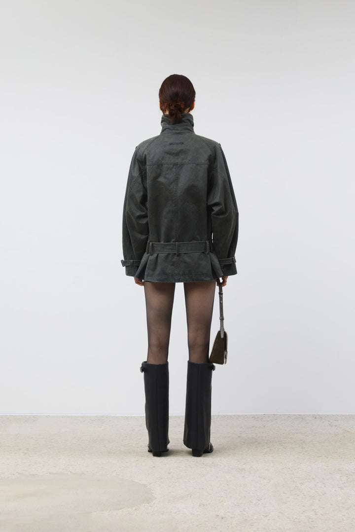 KIMMATIN Washed Trench Jacket — Khaki