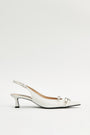 KIMMATIN Buckle Stiletto Sling Back Heels — Ivory