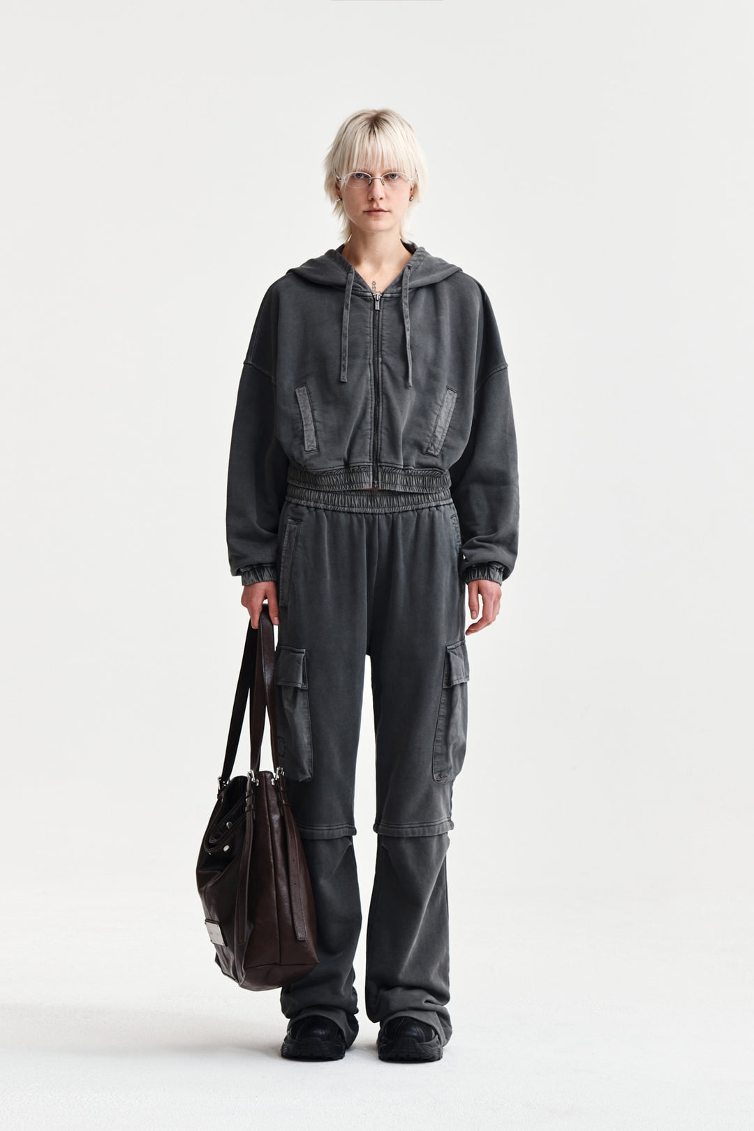Matin Kim Pigment Dyed Cargo Pants — Charcoal