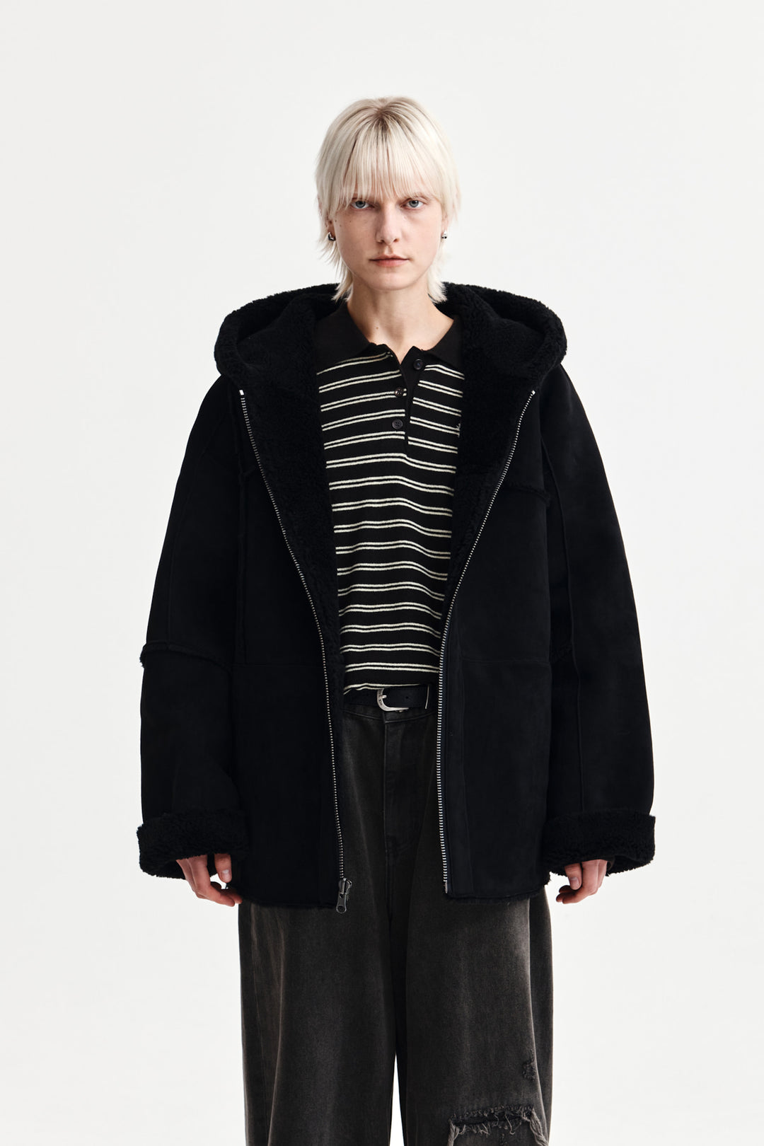 Matin Kim Reversible Hoody Mustang — Black
