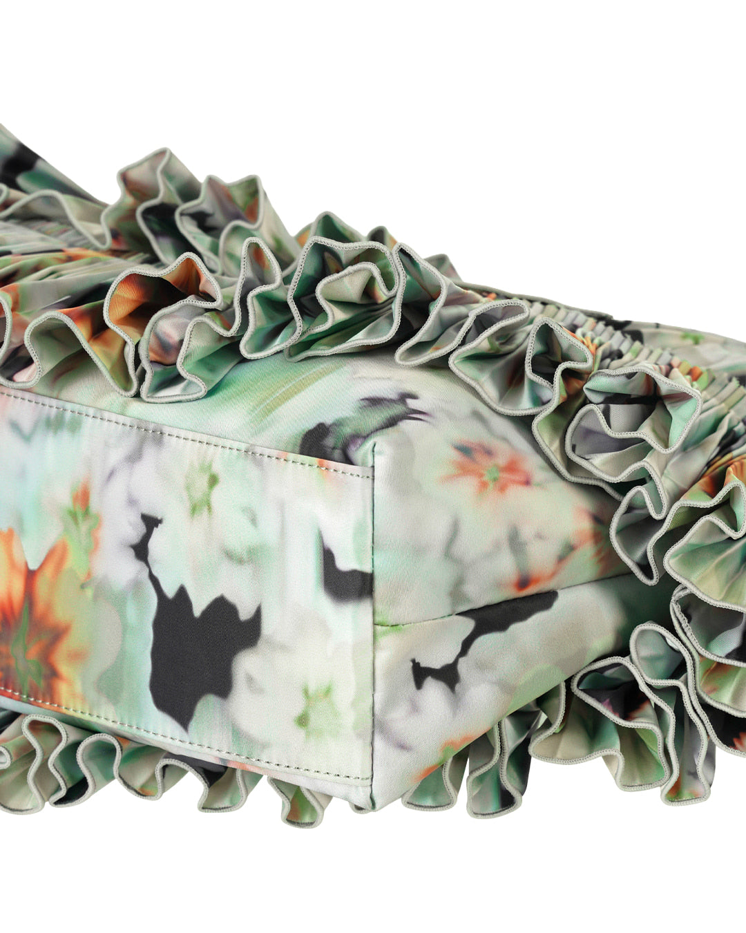 Stand Oil Cloud Ringo Bag — Pleated Shoulder — Orange Blur Floral