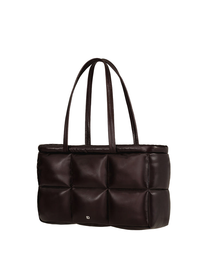 Stand Oil Bubble Bag — Padded Oblong Crossbody — Leathery Maroon