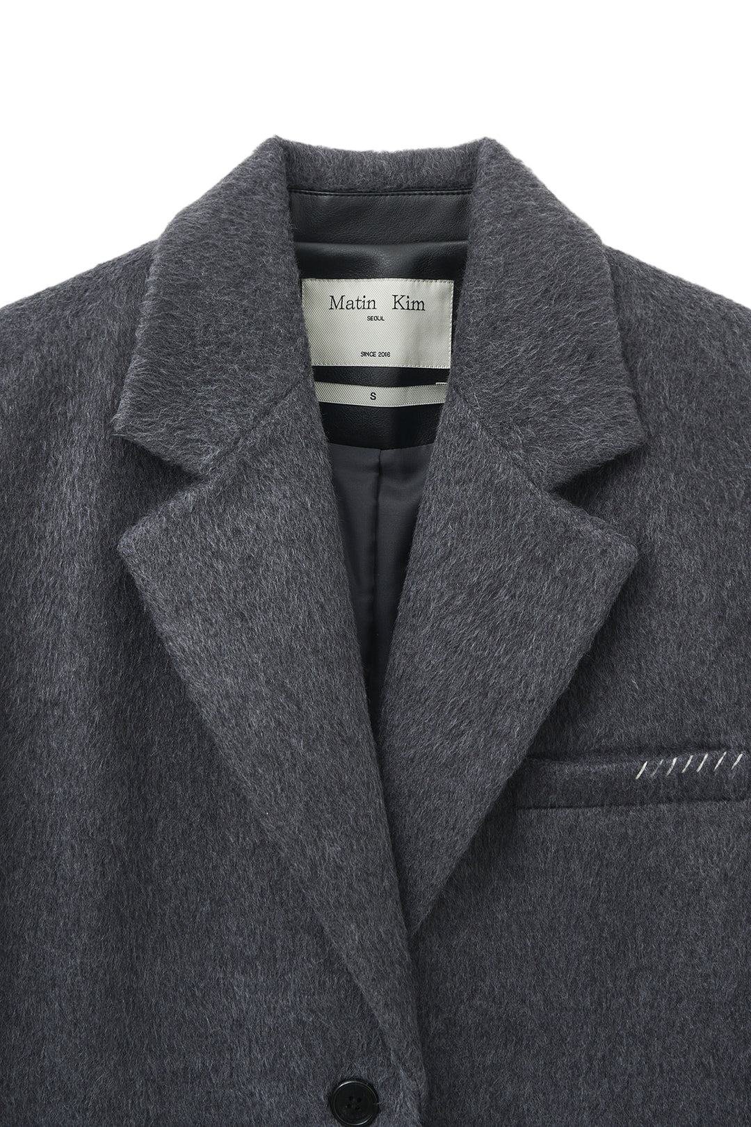 Matin Kim Hairy Overfit Stitch Single Jacket — Gray