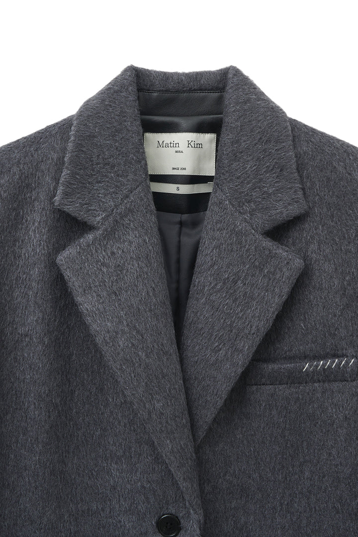 Matin Kim Hairy Overfit Stitch Single Jacket — Gray