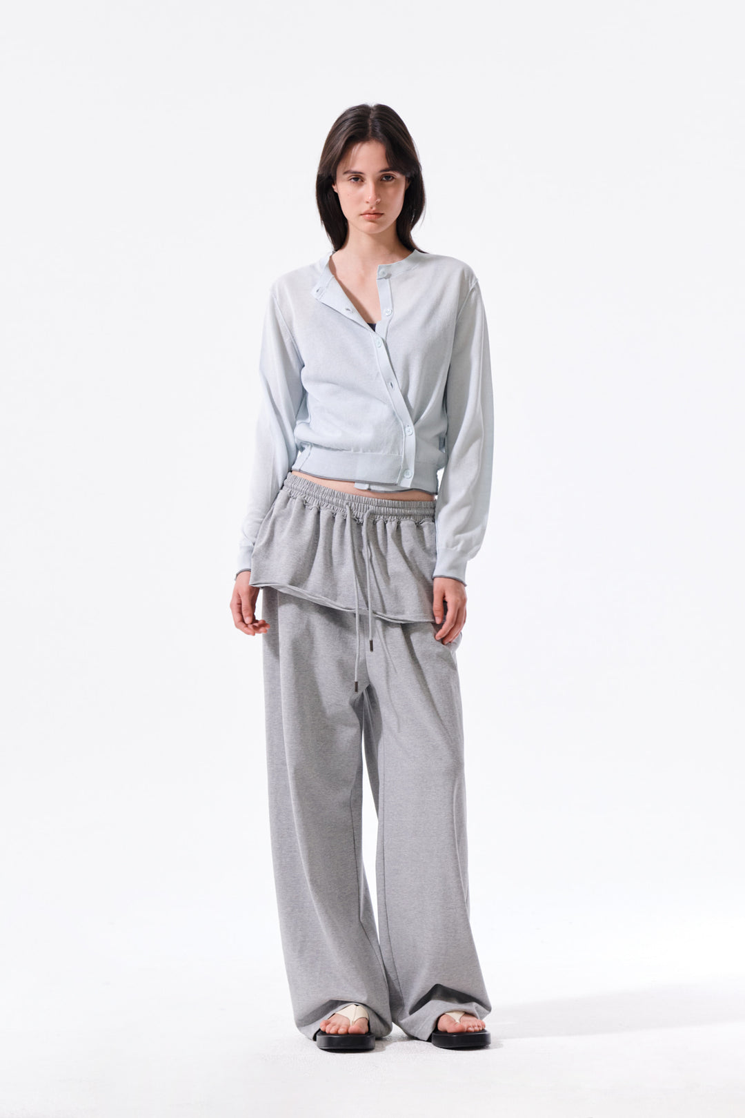 Matin Kim Layered Skirt Jersey Pants — Gray