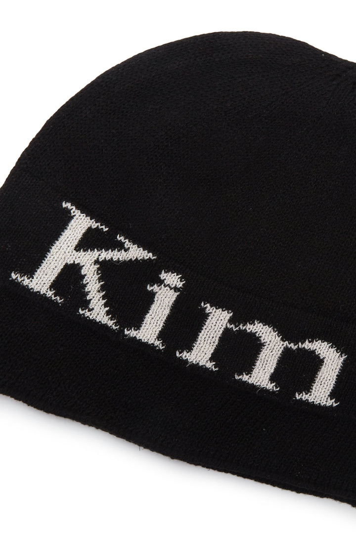 Matin Kim Logo Linen Short Beanie — Black