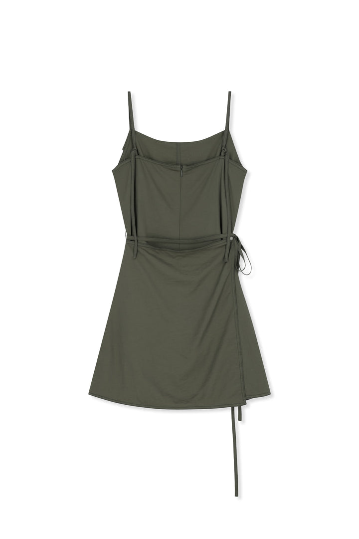 Matin Kim Sleeveless Wrap Dress — Khaki