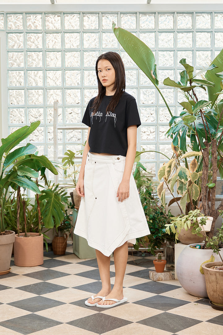 Matin Kim Logo Thread Point Crop Top — Black