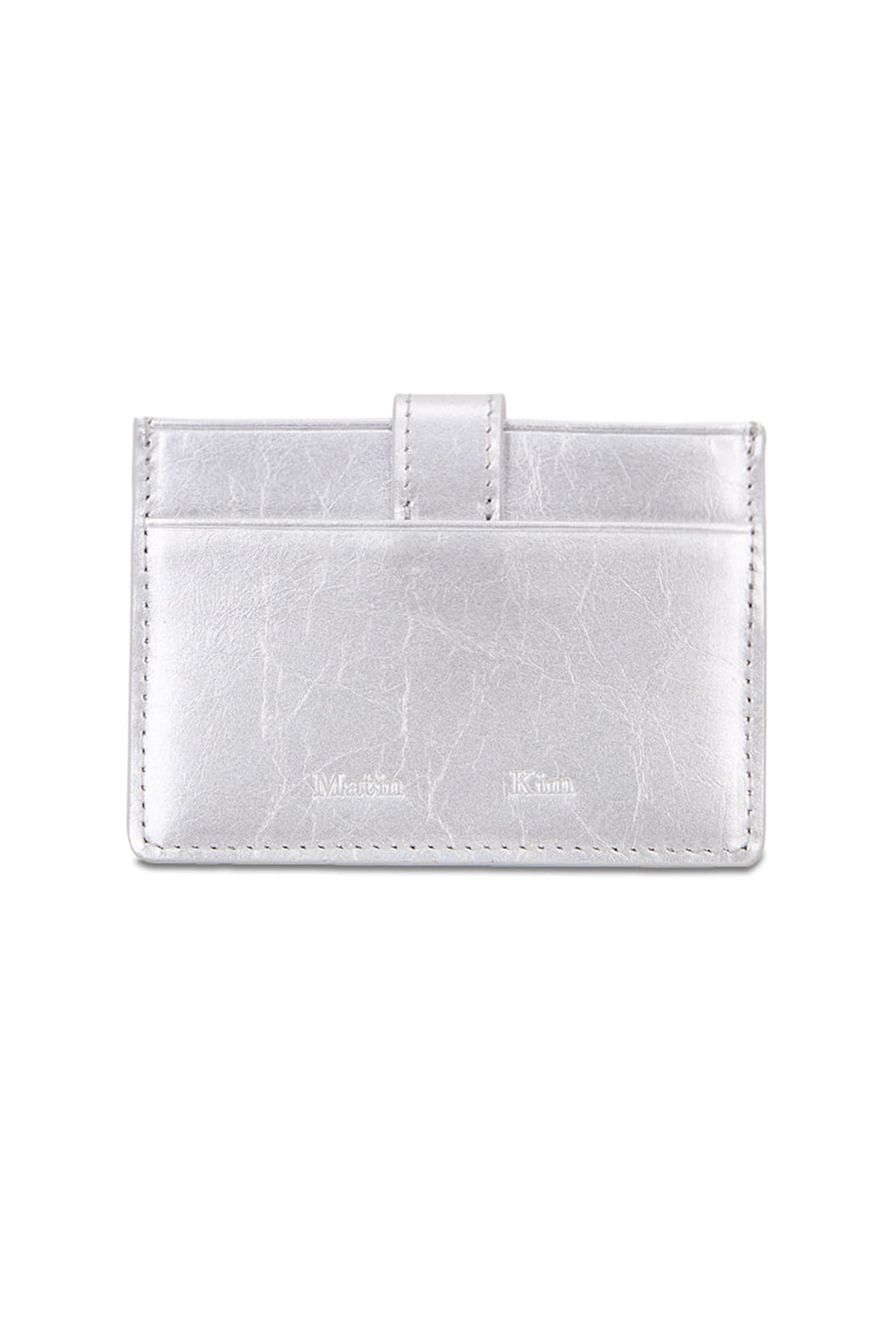 Matin Kim Western Buckle Card Wallet — Silver