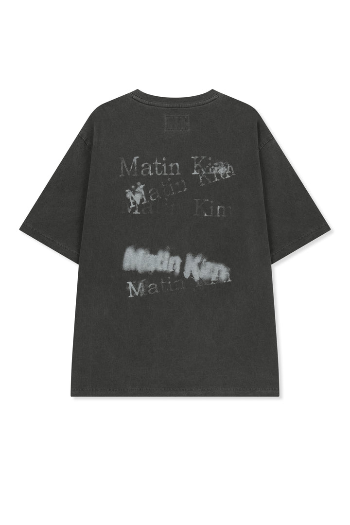 Matin Kim Pigment Graffiti Logo Tee — Charcoal