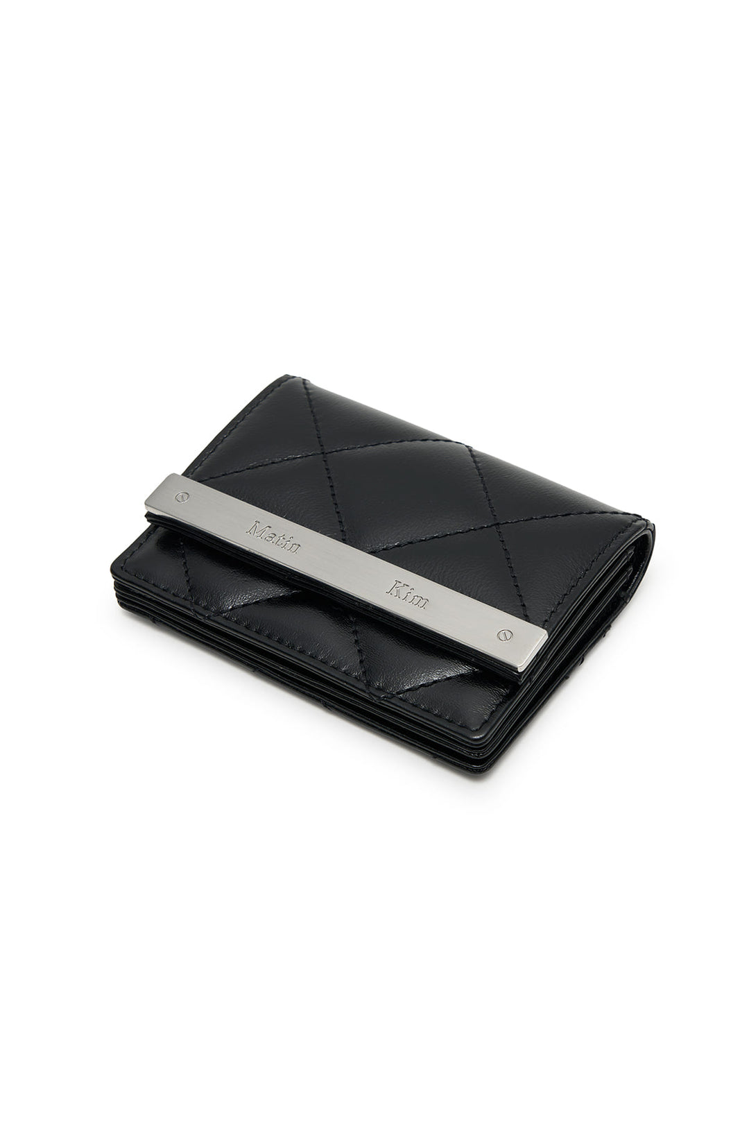Matin Kim Puff Quilt Leather Wallet — Black
